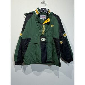 Vintage Green Bay Packers Pullover Puffer Mens L Kangaroo Pouch Starter Pro Line